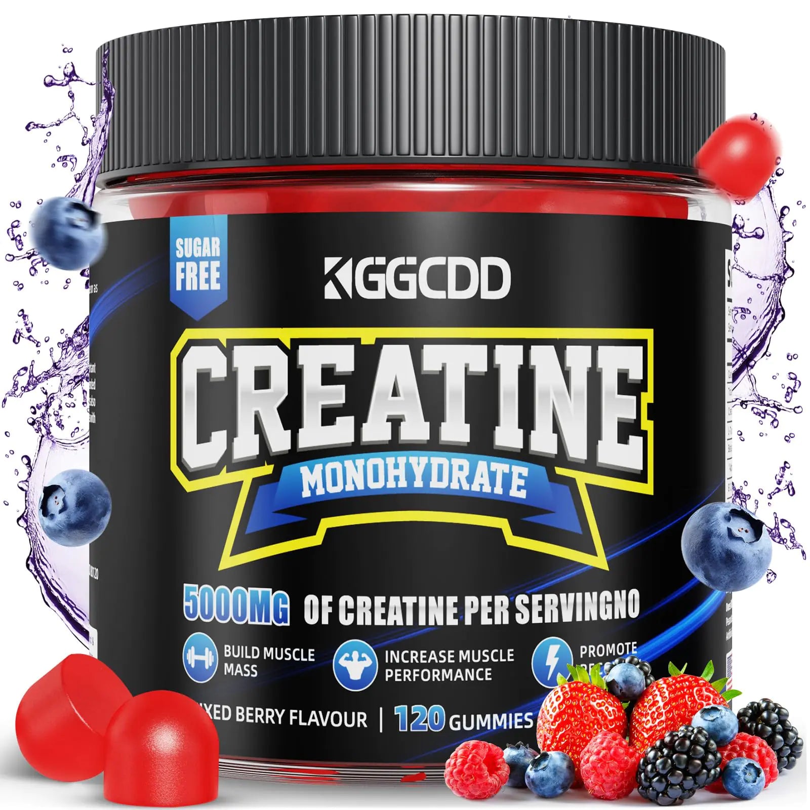KGGCDD Creatine Monohydrate Gummies Sugar Free 5g of Creatine Monohydrate per Serving for Muscle Maximum Strength Energy Focus Endurance creatine Supplements for Women Men 120Count Mixed Berry $50.00